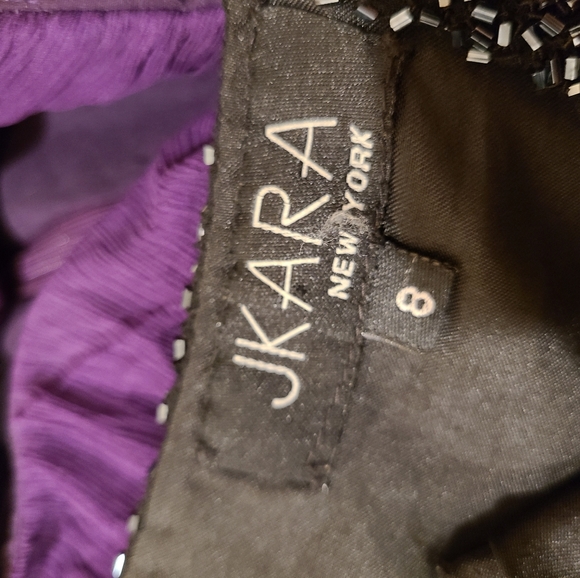 J Kara Black Silver Beaded Asymmetrical Cami Dress With V Neck size 8 like new - Picture 15 of 15